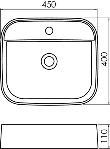 Vasque rectangle à poser LYS en céramique 37 x 37 x 11 cm - blanc